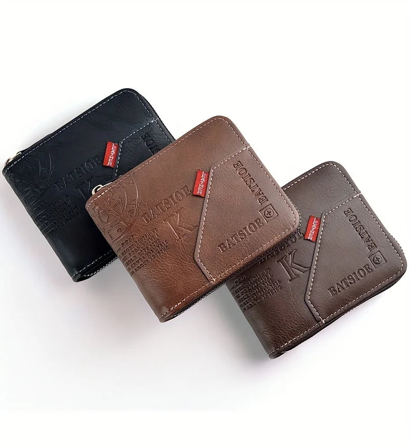 Herren Geldbörse aus Pu Wachs Öl Haut Geldbörse für Männer Geldbörse kurze männliche Karten halter Brieftaschen Reiß verschluss um Geld Geldbörse