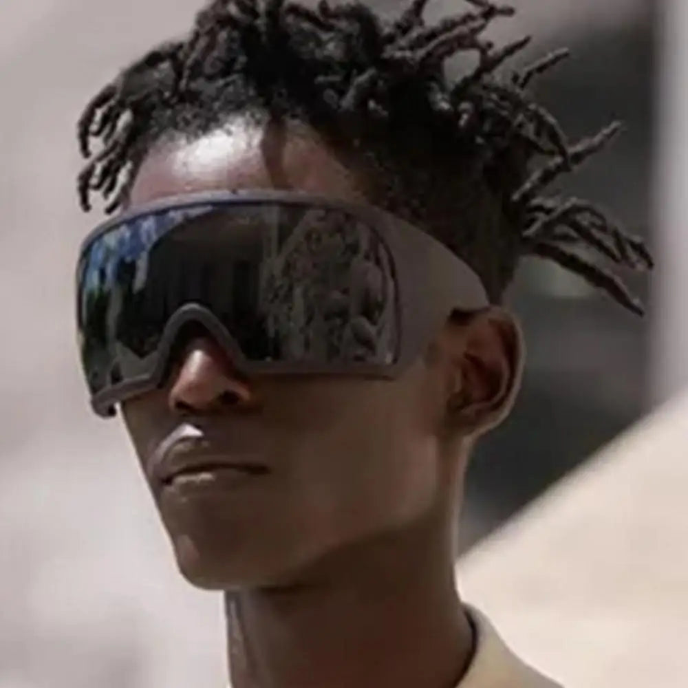 Futuristische Wrap-Around-Sonnenbrille Rave gebogene Linse UV400-Schutz 2000er Brillen übergroße Y2K-Sonnenbrille für Frauen und Männer