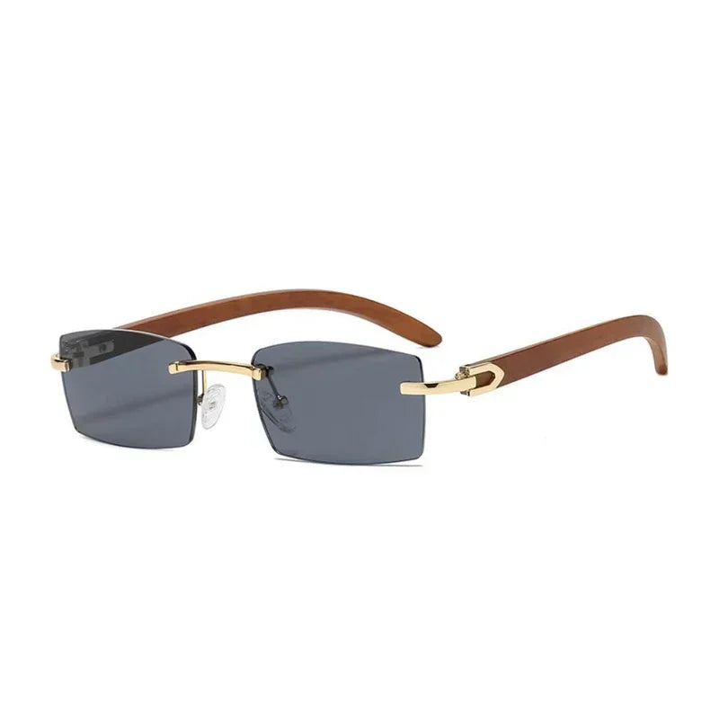 Sonnenbrille Männer Frauen Sonnenbrille Holz Rahmen Randlose Schwarze Brillen Mode Brillen Gafas De Sol