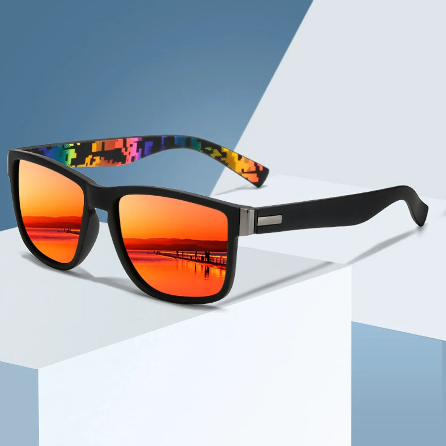 4PCS Mode Vintage Muster Quadrat Sonnenbrille Männer Frauen Angeln Fahren Mann Luxus Marke Designer Sonnenbrille UV400 Brillen ﻿