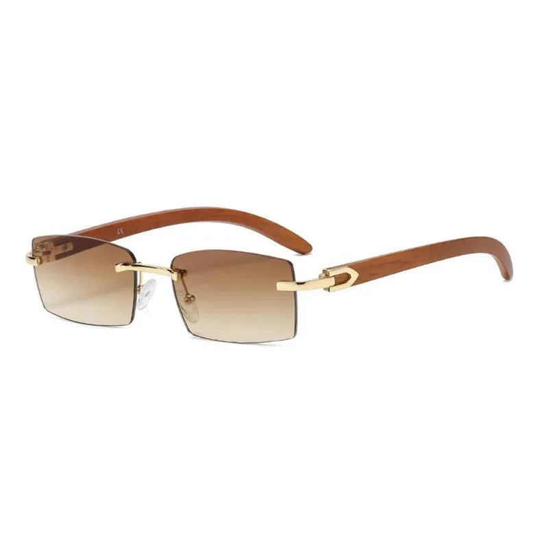Sonnenbrille Männer Frauen Sonnenbrille Holz Rahmen Randlose Schwarze Brillen Mode Brillen Gafas De Sol