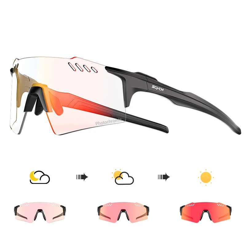 SCVCN Photochrome fahrrad Radfahren brille UV400 Fahrrad reiten Brillen Sport MTB Outdoor Sport Golf Camping Fahren Okulare