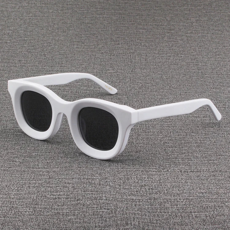 2024 Retro-Sonnenbrille für Damen und Herren, modisch, Acetat, quadratisch, grau, grüner Rahmen, matt gefrostet, UV400, handgefertigte Sonnenbrille