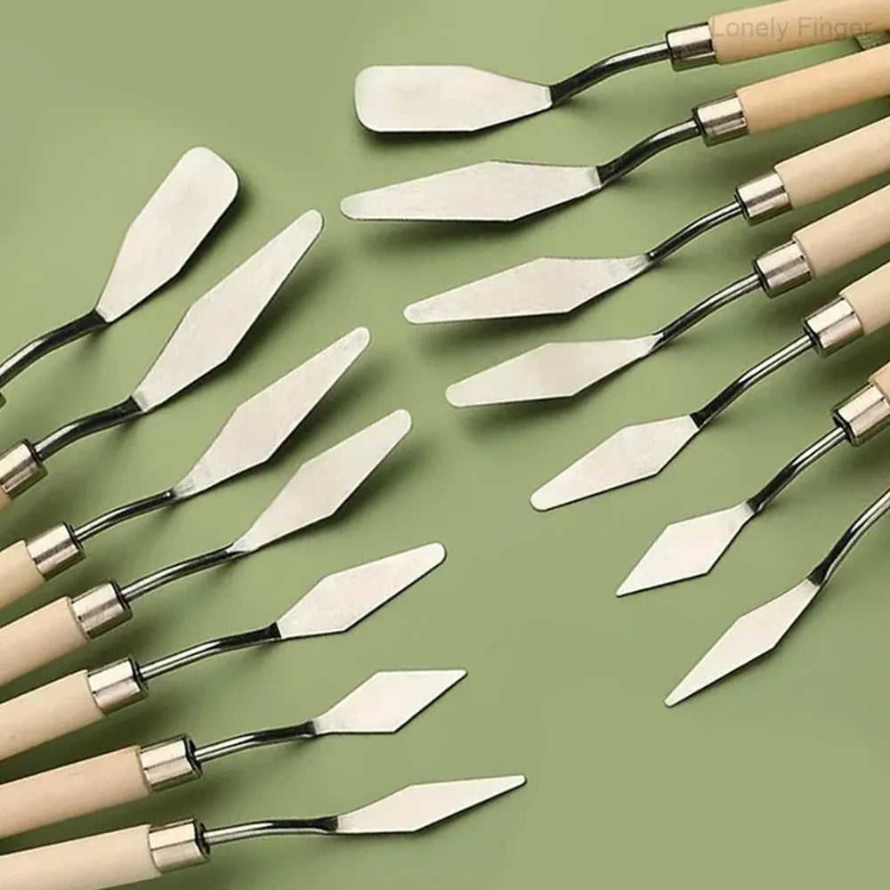 7/14Pcs Edelstahl Ölgemälde Messer Set Künstler Handwerk Spachtel Palette Messer Mischen Messer Schaber Kunst Werkzeuge