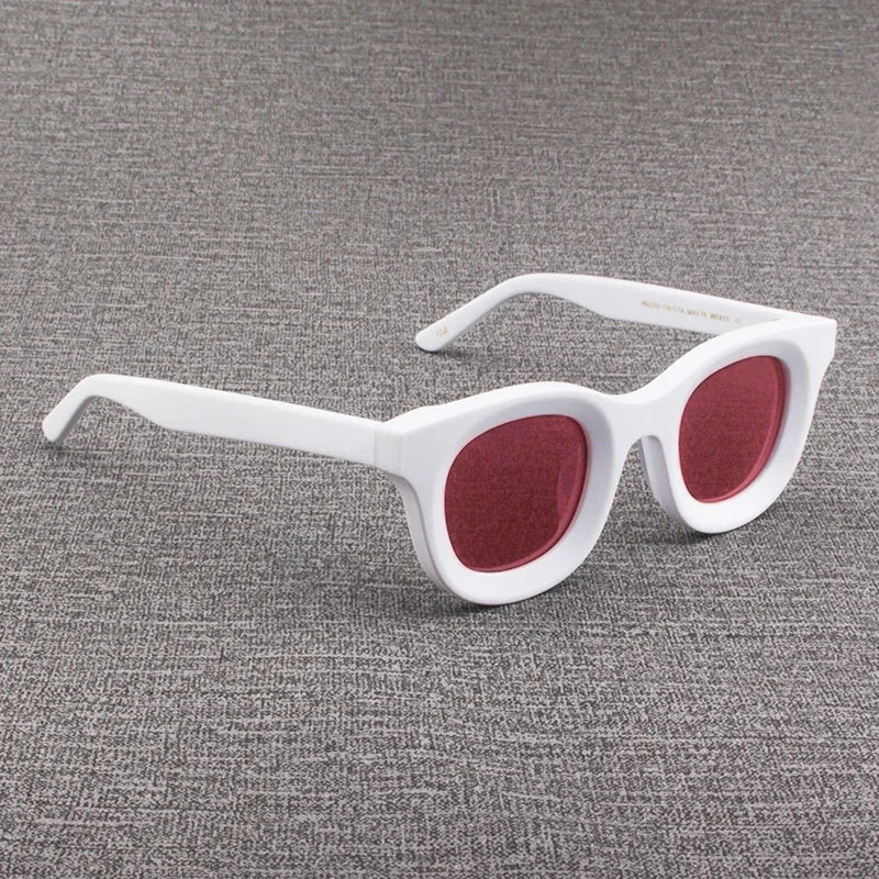 2024 Retro-Sonnenbrille für Damen und Herren, modisch, Acetat, quadratisch, grau, grüner Rahmen, matt gefrostet, UV400, handgefertigte Sonnenbrille