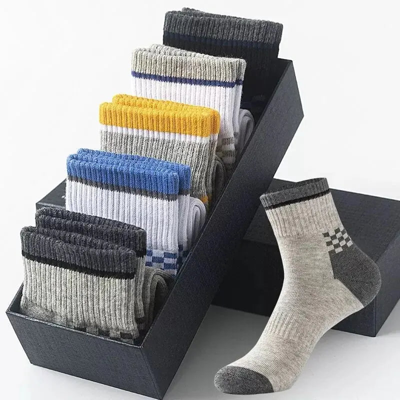 5Pairs Atmungsaktive Baumwolle Sport Strümpfe Männer Bambus Faser Herbst und Winter Männer Socken Schweiß Absorption Deodorant Business Sox