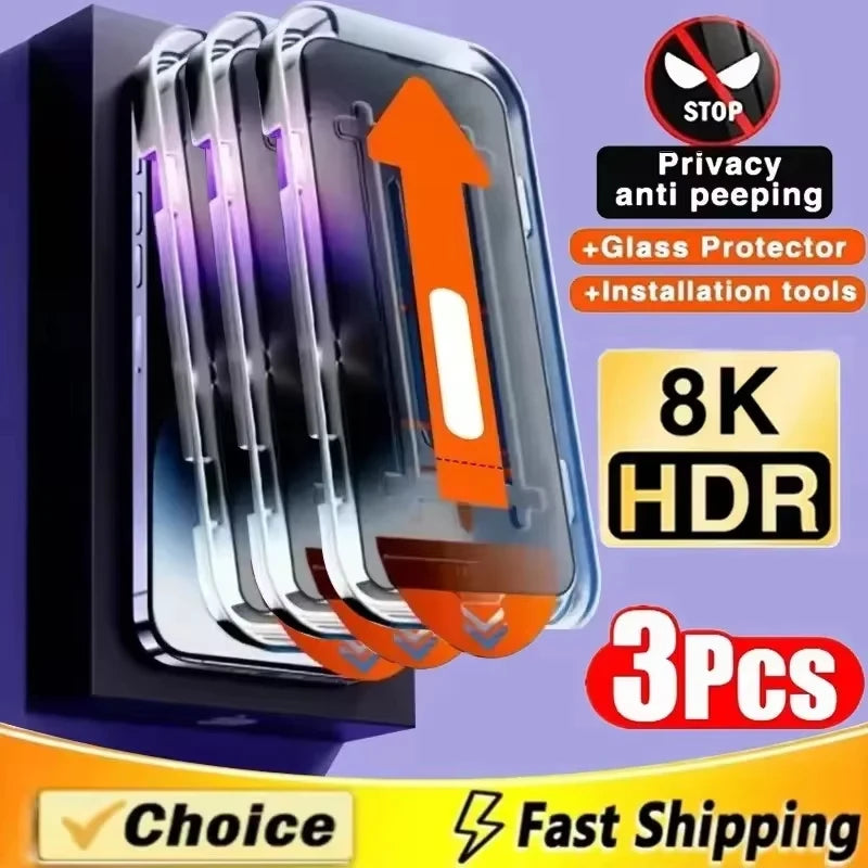 Sichtschutz-Displayschutzfolie mit Oleophober Beschichtung für iPhone 17 Pro Max 16 15 13 11 14 12 Air 16E Mini SE 7 XR Staubfreie Installation