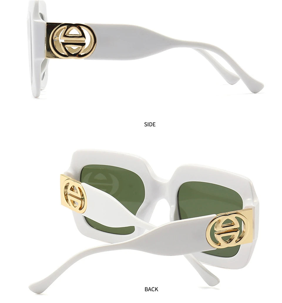 2024 Retro übergroße quadratische Sonnenbrille Frauen Luxusmarke Big Frame Sonnenbrille für Männer Vintage Punk Shades UV400 Tendy Brillen