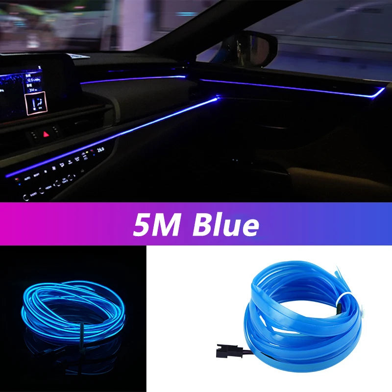 5m Auto Innenraum LED-Streifen Licht Neon El Verkabelung dekorative Lampe für Auto DIY flexible Umgebungs licht USB Party Atmosphäre Diode