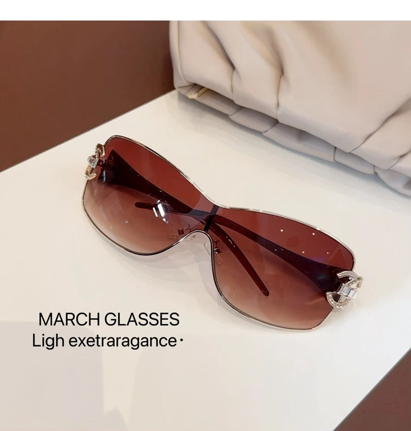 Neue Verbundene Luxus Frauen Sonnenbrille Übergroßen Frau Sonnenbrille Schwarz Brillen Trendy Männer Glas Lentes De Sol Mujer 2025