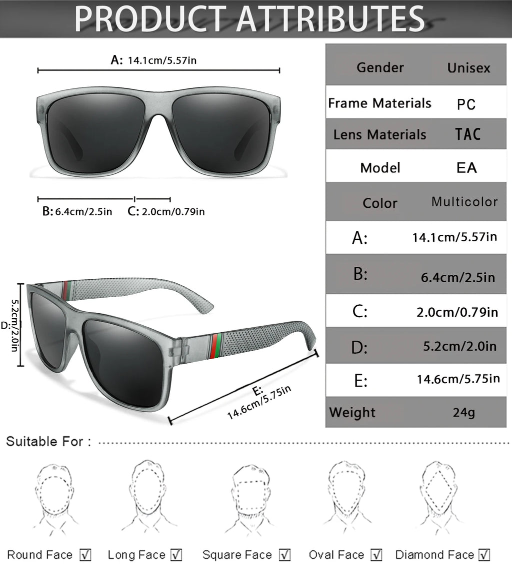 Klassische Männer Platz Polarisierte Angeln Sonnenbrille Im Freien Fahren Radfahren Laufen Brille Vintage Großen Rahmen UV400