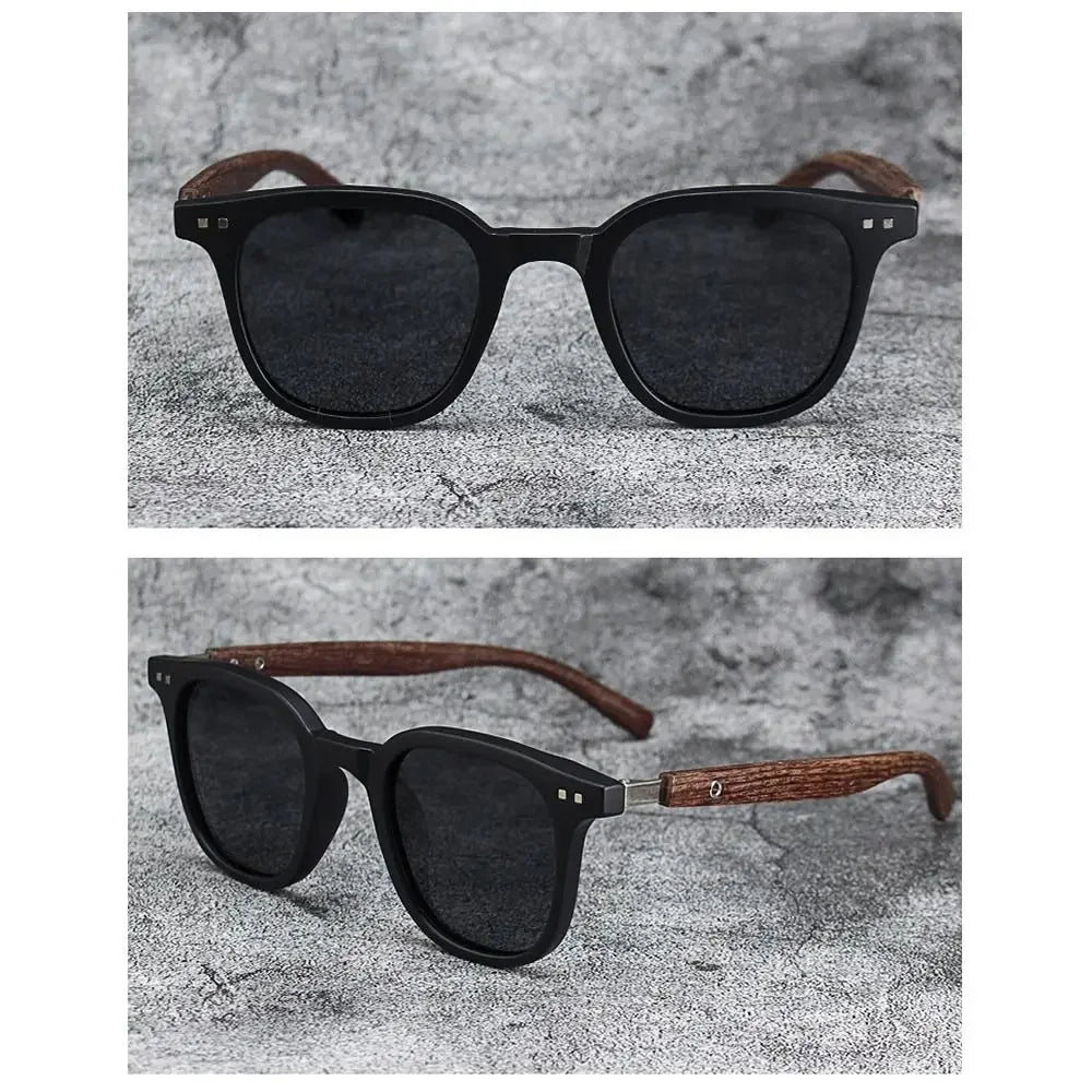 Trendige Retro-Sonnenbrille mit Holzmaserung – polarisierter UV-Schutz für Männer und Frauen, perfekt für Radfahren und Straßenfotografie im Freien