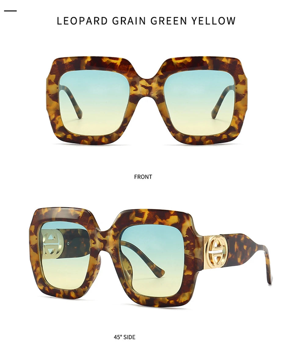 2024 Retro übergroße quadratische Sonnenbrille Frauen Luxusmarke Big Frame Sonnenbrille für Männer Vintage Punk Shades UV400 Tendy Brillen