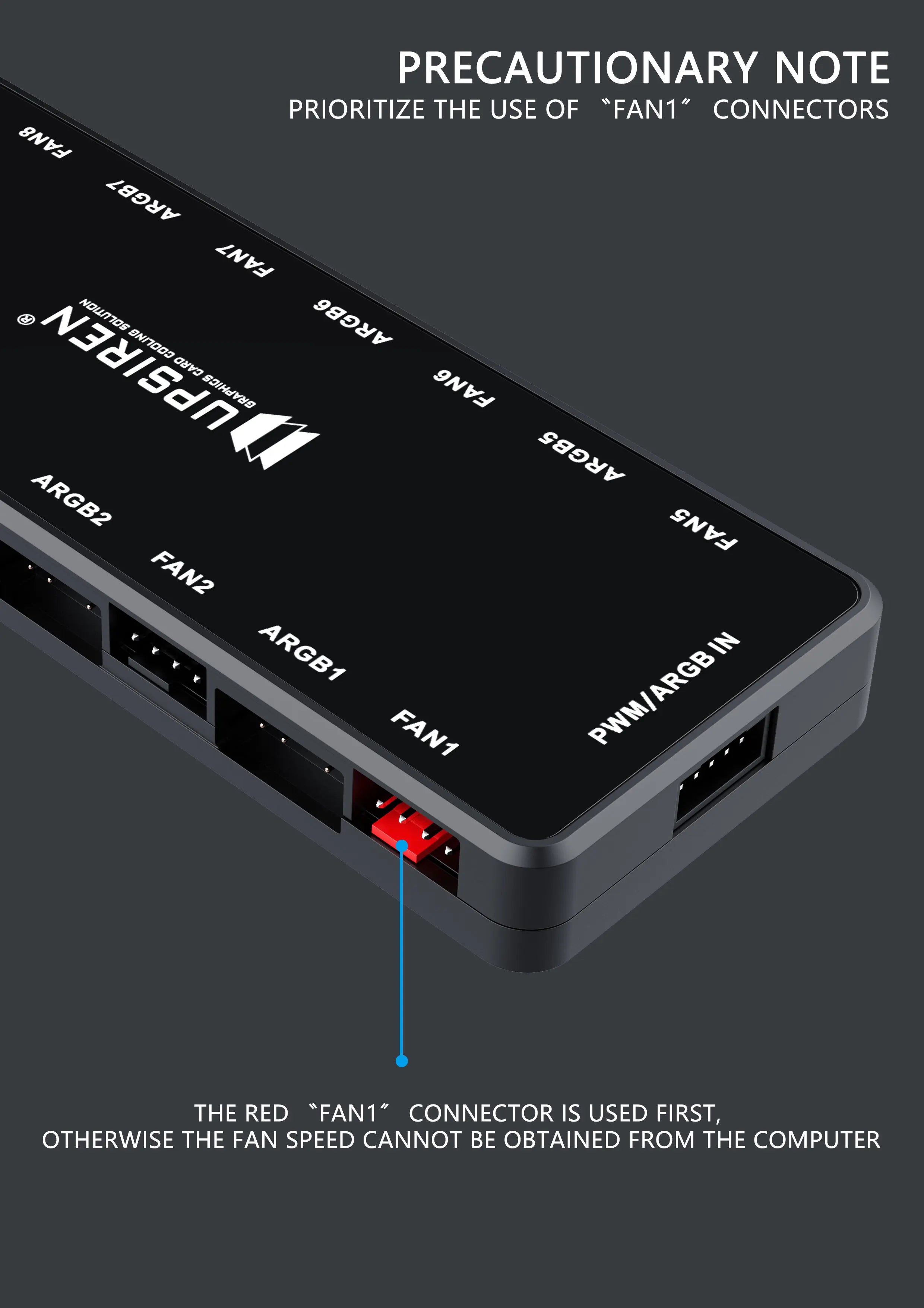 UPSIREN HU-8 Gehäuselüfter-Hub, 8 Sätze ARGB- und PWM-Schnittstellen, magnetisches Unteres Design, unterstützt Motherboard-Synchronisierung