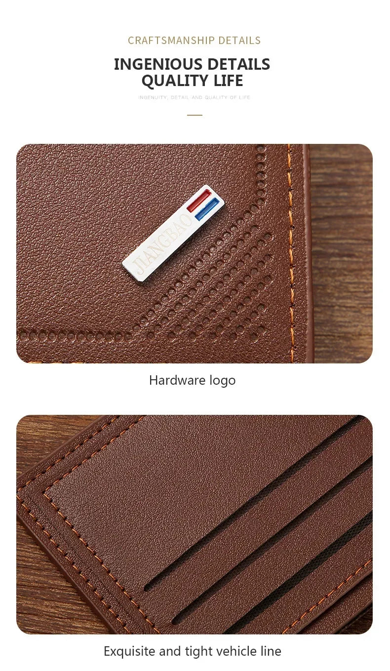 Kurze Herren-Geldbörse aus Leder, dünne Geldbörse, faltbar, minimalistisch, weiches Leder