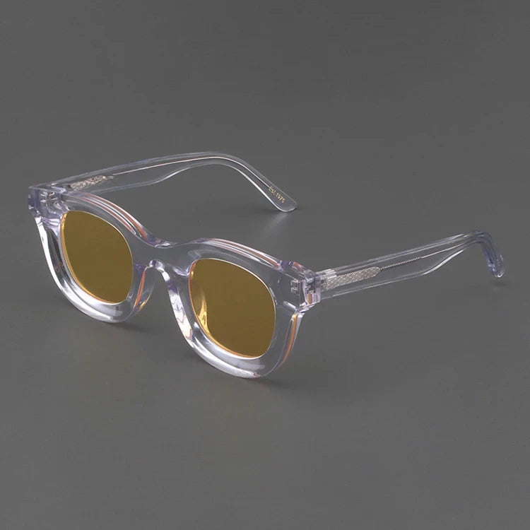 2024 Retro-Sonnenbrille für Damen und Herren, modisch, Acetat, quadratisch, grau, grüner Rahmen, matt gefrostet, UV400, handgefertigte Sonnenbrille