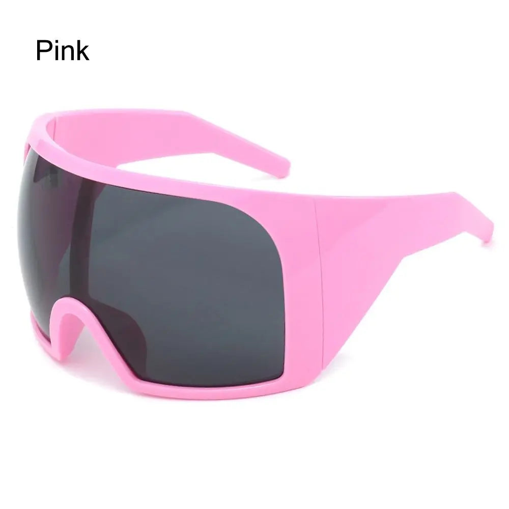 Futuristische Wrap-Around-Sonnenbrille Rave gebogene Linse UV400-Schutz 2000er Brillen übergroße Y2K-Sonnenbrille für Frauen und Männer