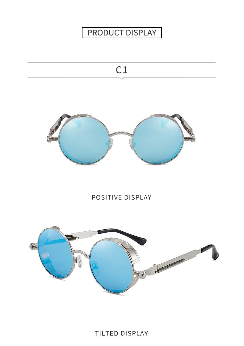 Klassische Steampunk Sonnenbrille Männer Frauen Retro Gothic Runde Herren Sonnenbrille Mode Punk Party Fahr schirme Lunette de Soleil