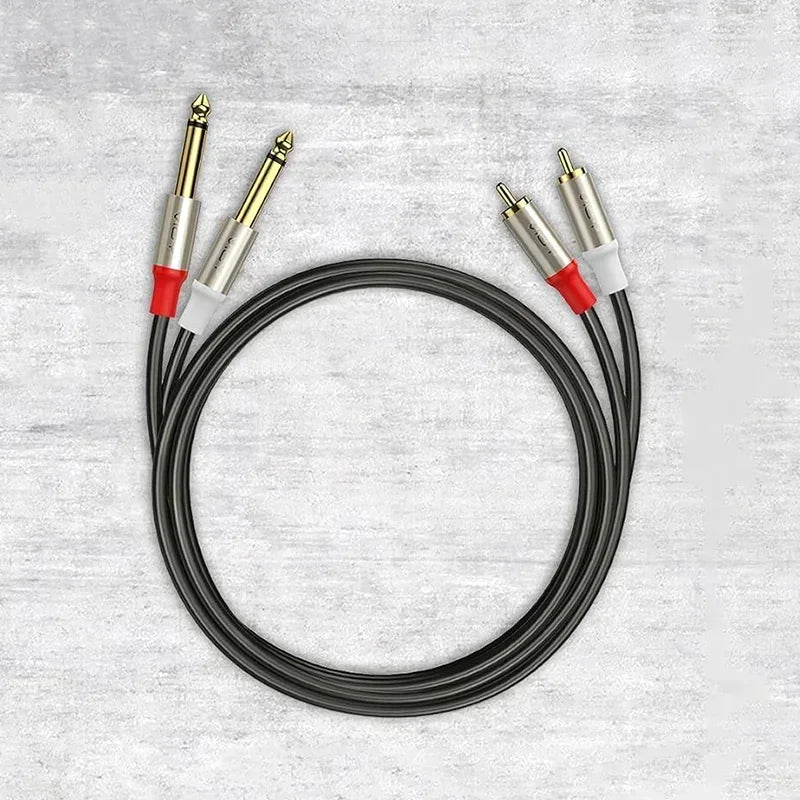 6,35 mm auf Cinch-Kabel Dual 1/4 TS-Stecker auf Dual-RCA-Stecker Stereo-Audiokabel für Gitarre AV-Receiver Lautsprecher Verstärker Heimkino