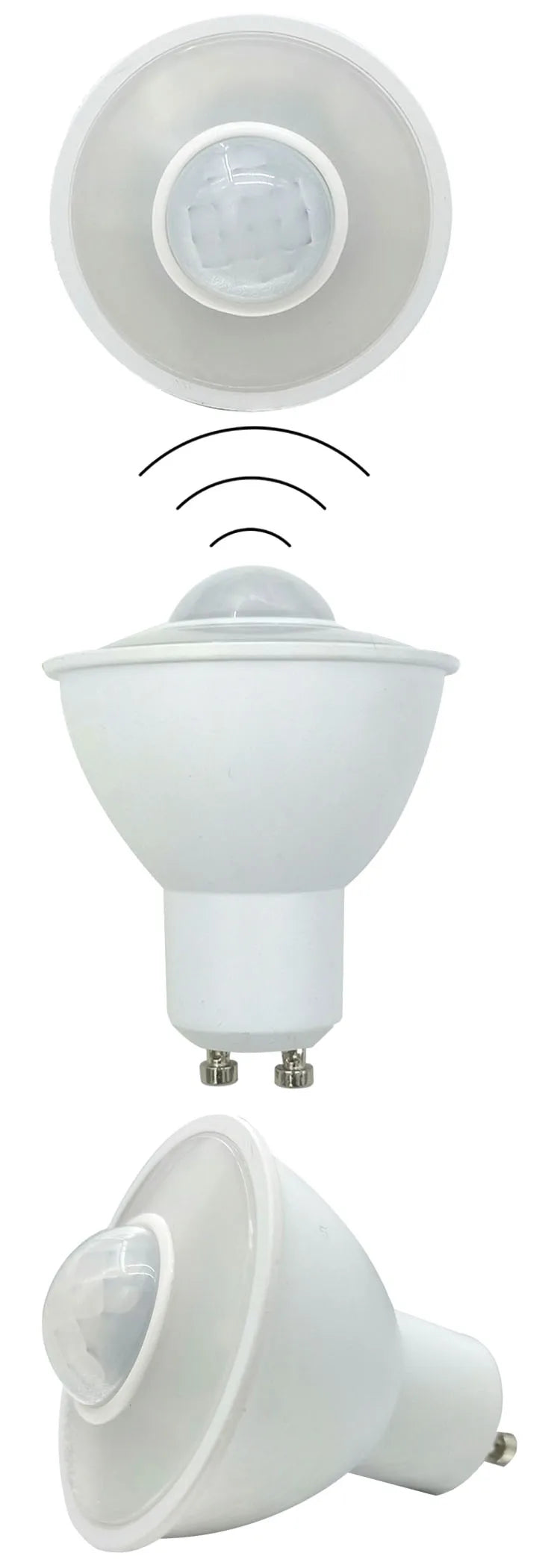 2-teiliges 6-W-PIR-Bewegungsmelder-Licht, GU10-Glühbirne, 50 W, halogenäquivalent, bewegungsaktivierte Sicherheits-LED, automatisches Ein-/Ausschalten für den Innen- und Außenbereich