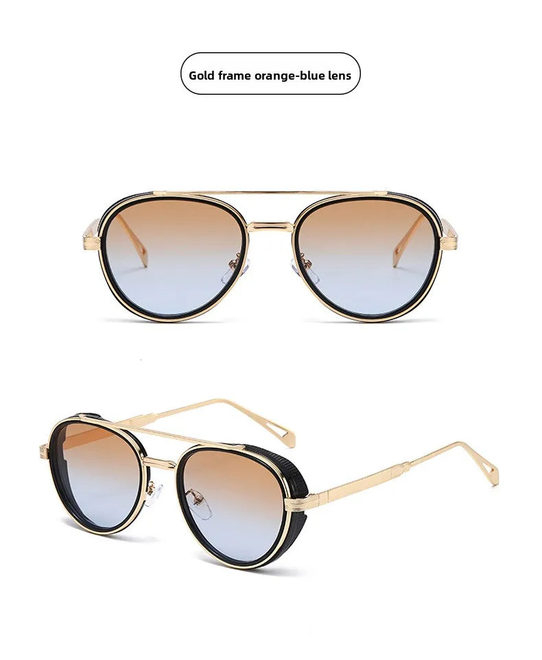 2026 Neue Luxus Steampunk Sonnenbrille, Metallrahmen Ovale Vintage-Brille, Modische Sonnenbrille für Damen, Fahrerbrille für Herren