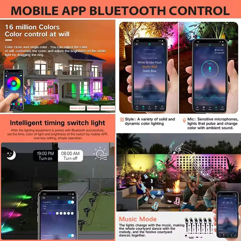 2/4/6/8PCS RGB Smart App LED Garten Lichter Mini Spike Boden Spot Dekorative Garten Beleuchtung