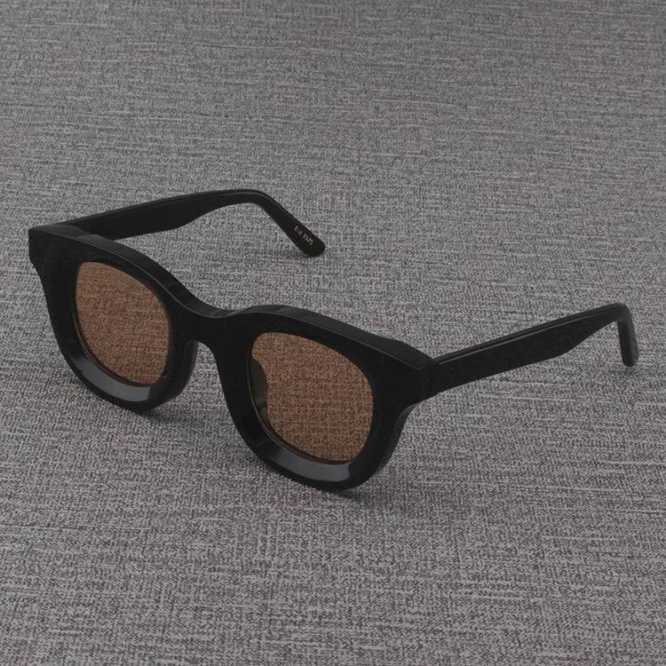 2024 Retro-Sonnenbrille für Damen und Herren, modisch, Acetat, quadratisch, grau, grüner Rahmen, matt gefrostet, UV400, handgefertigte Sonnenbrille