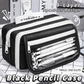 Inkpals Schwarzes Federmäppchen, großes Fassungsvermögen, Kawaii-Schultaschen für Kinder, Beutel für große Jungen, Schultasche, Organizer-Box für Stifte