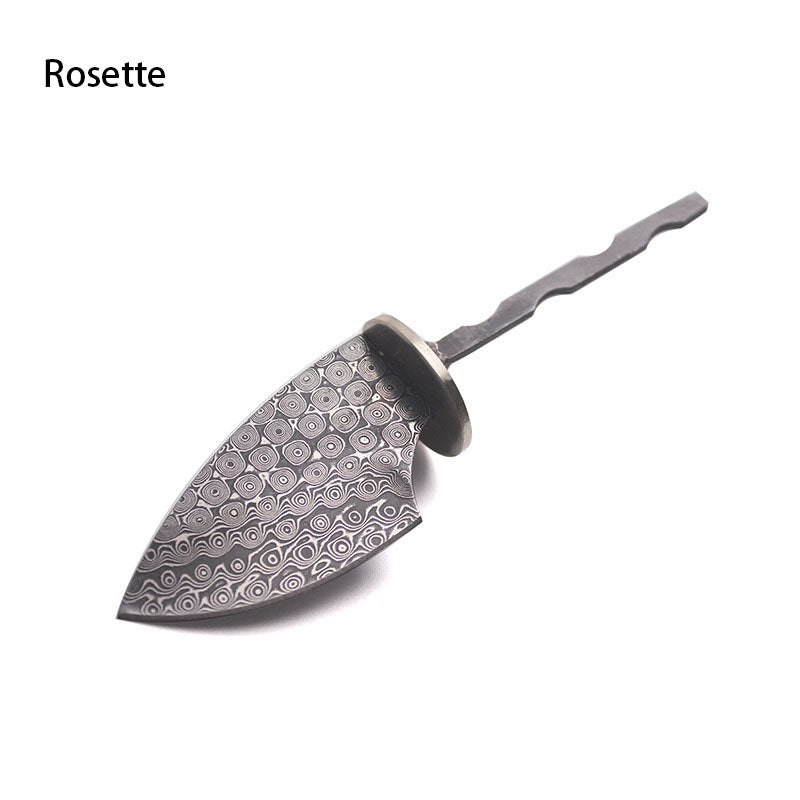 Rosette Damaskus Stahl Sharp Feste Klinge Messer Rohlinge Haushalt DIY Outdoor Camping Überleben Werkzeug Teile Zubehör