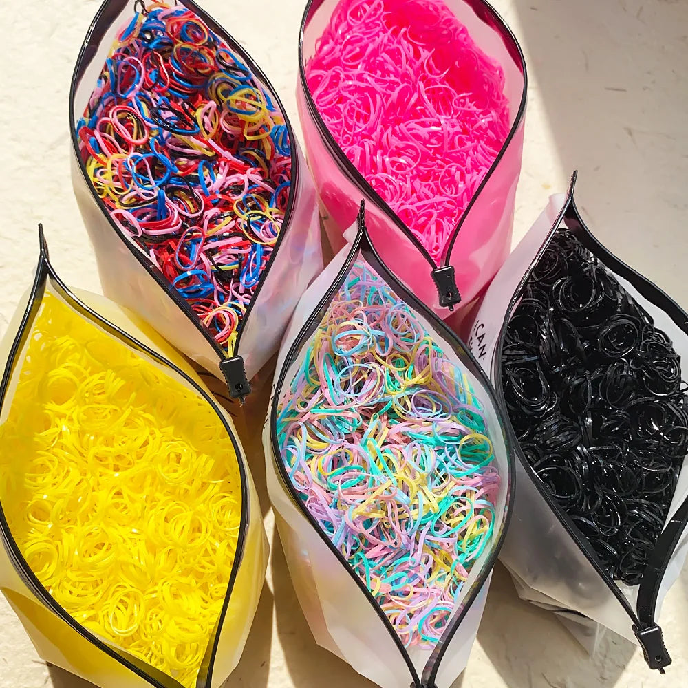 500/1000/2000 stücke Mädchen bunte Einweg Gummiband Haar gummis Stirnband Kinder Pferdes chwanz Halter Bänder Kinder Haarschmuck