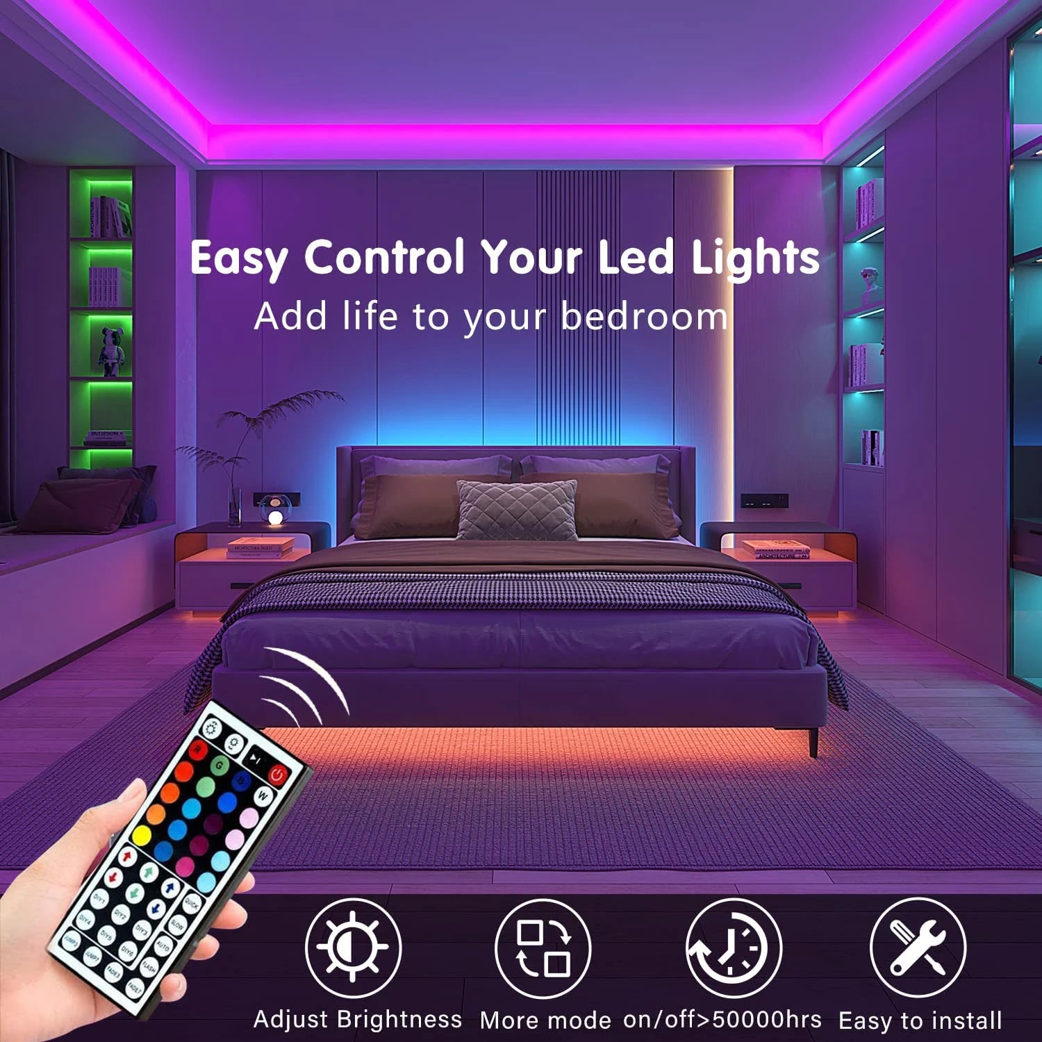LED-Streifenlichter mit 44-Tasten-Fernbedienung, 1 m, 5 m, 10 m, 20 m, RGB-Band, LED-Wand, Zimmer für Zuhause, Schlafzimmer, Party, Dekoration, TV-Hintergrundbeleuchtung