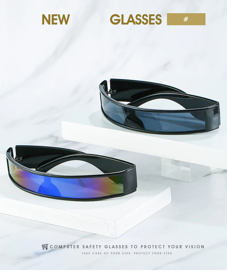 Future Technology Star Style Sonnenbrille für Männer und Frauen, Form umwickelbare Punk-Sonnenbrille mit schmalem Rahmen