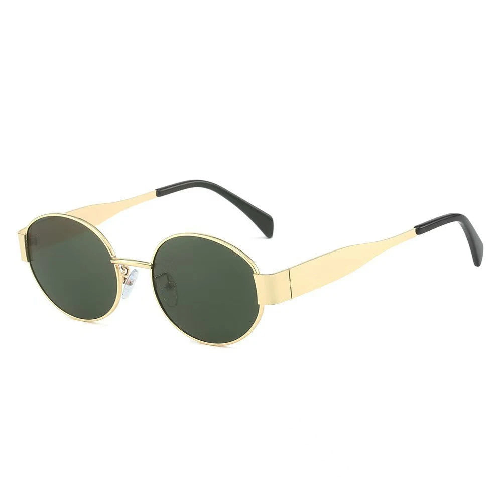 Luxuriöse Marken-Sonnenbrille aus Metall für Damen und Herren, Unisex, Designer-Mode-Sonnenbrille, ovale, stilvolle Unisex-Brillenschirme