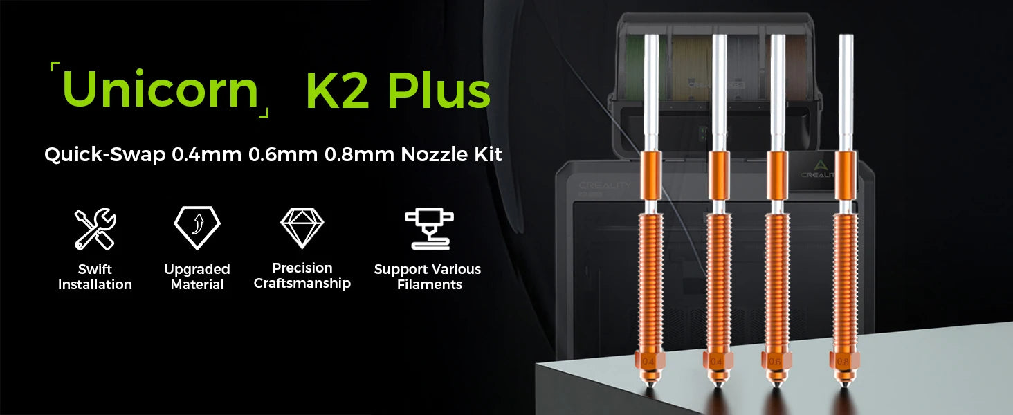 Creality Original K2 Plus Düsenset 0.4/0.6/0.8mm, gehärteter Stahl, hoher Durchfluss, 3D-Druckerzubehör