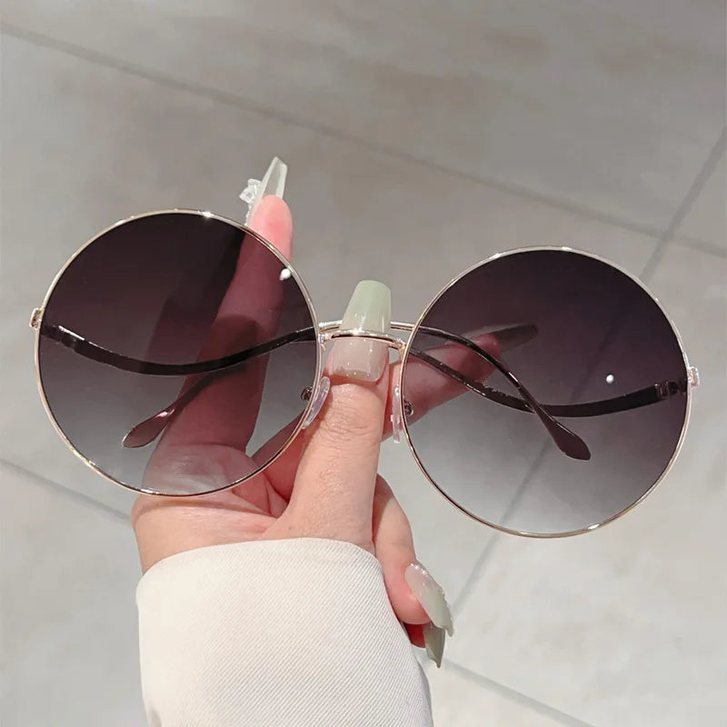 Übergroße runde Sonnenbrille für Damen, neue Mode, Vintage-Stil, Farbverlauf, Retro, trendig, luxuriös, stilvolles Design