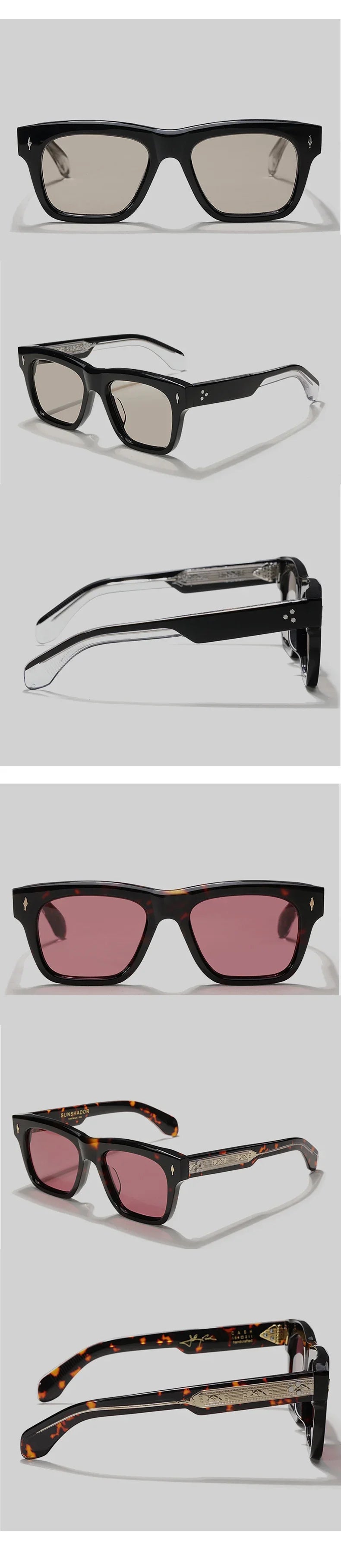 Sonnenbrille für Männer und Frauen, hochwertige handgefertigte quadratische Acetat-CASH-Luxusmarke, Designer, Outdoor-Sport, UV400, trendige Sonnenbrille