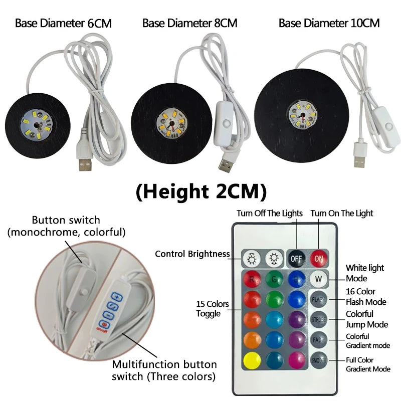 Schwarze runde massivholz leuchtende Basis geschnitzte Kristallkugel Ornament Nachtlicht Glas Keramik Geschenk Lampe Ornament