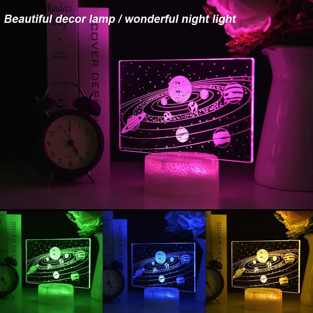 Sonnensystem neun Planeten Lava Dekor Nachtlicht Raum Universum 3d führte RGB Schlafzimmer schlafen Beistell tisch Lampe für Geburtstags geschenk