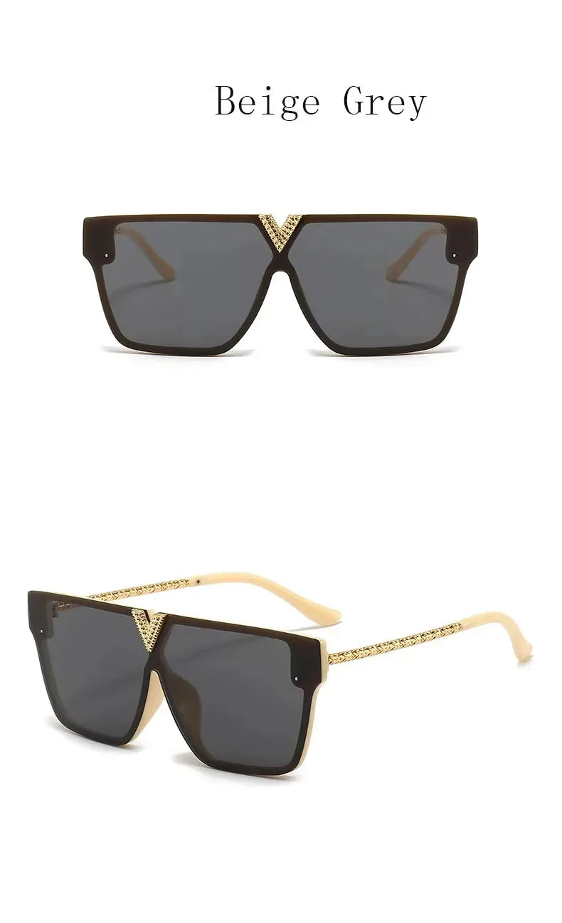 Sonnenbrille mit Buchstabe V für Damen und Herren, quadratischer Rahmen, zum Fahren, beliebter UV-Schutz, schwarze Sonnenbrille, Markendesign, berühmte Brillen 2025,