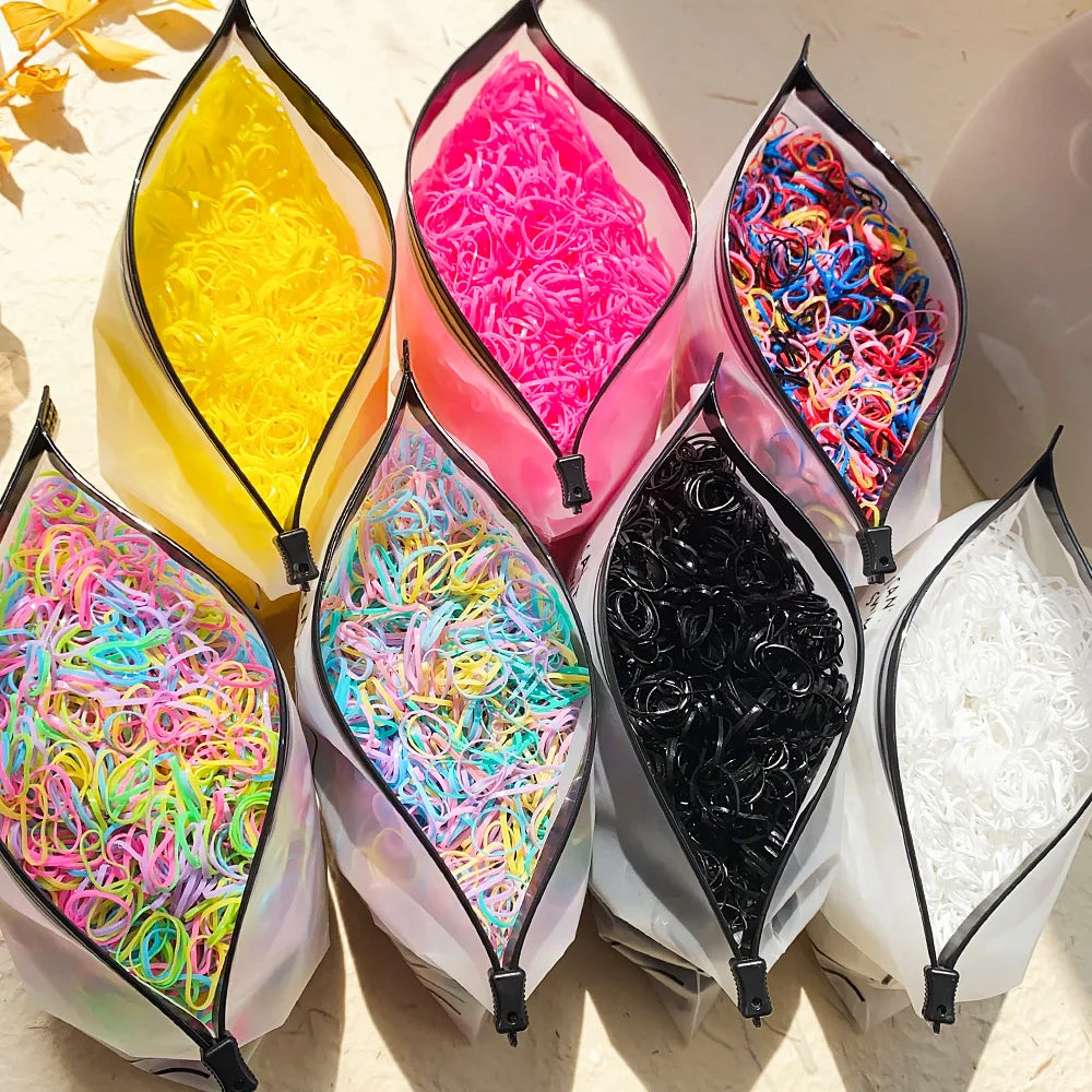 500/1000/2000 stücke Mädchen bunte Einweg Gummiband Haar gummis Stirnband Kinder Pferdes chwanz Halter Bänder Kinder Haarschmuck