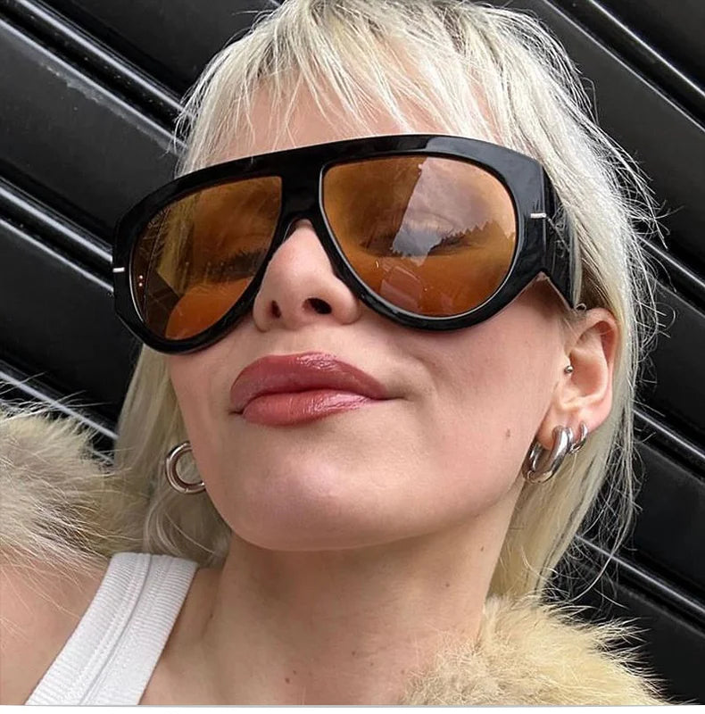 2025 Übergroße Piloten-Sonnenbrille für Damen und Herren UV-Schutz Stilvolle Eyewear Dickrahmige Einzigartige Luxus-Designer-Sonnenbrille