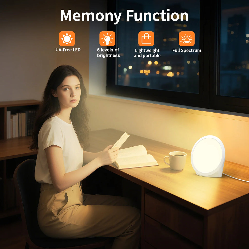 SAD-Lampe, Tageslichtlampe mit 3 Farbtemperaturen, 6 Timer, Speicherfunktion, Touch-Steuerung für Büro/Schreibtisch/Zuhause/Schlaf
