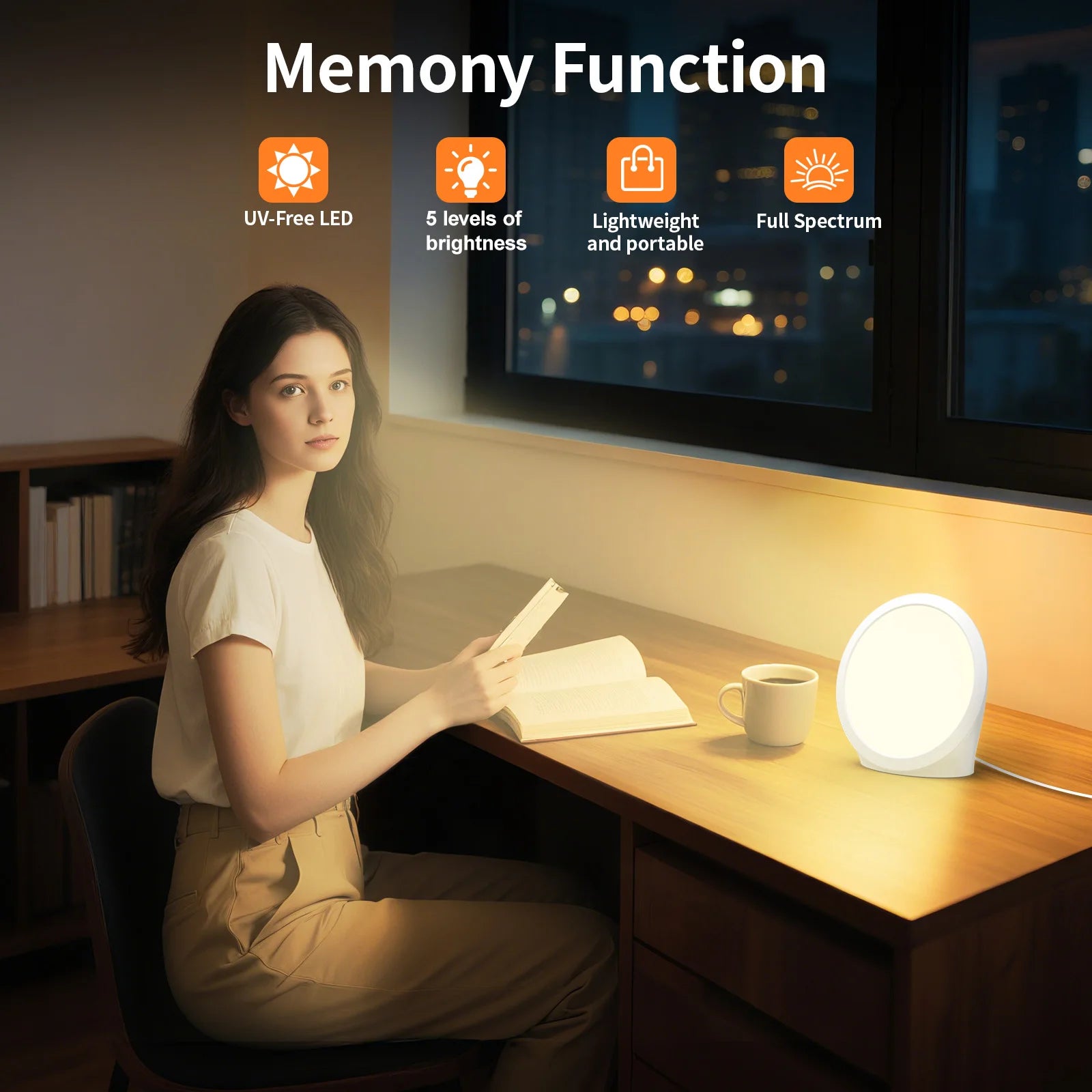 SAD-Lampe, Tageslichtlampe mit 3 Farbtemperaturen, 6 Timer, Speicherfunktion, Touch-Steuerung für Büro/Schreibtisch/Zuhause/Schlaf