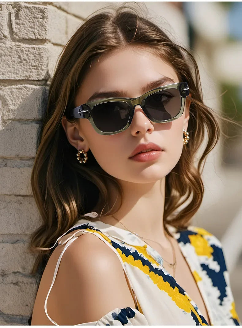 Rechteckige Sonnenbrille für Damen, Retro-Fahrbrille, 90er-Jahre-Vintage-Mode, schmaler quadratischer Rahmen, UV400-Schutz