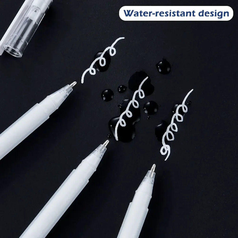 1-5 Teile/satz Klassische Weiße Tinte Gel Stift Highlight Marker Weiße Tinte Verschiedene Punkt Feine Medium Bold für Journaling kunst Zeichnung