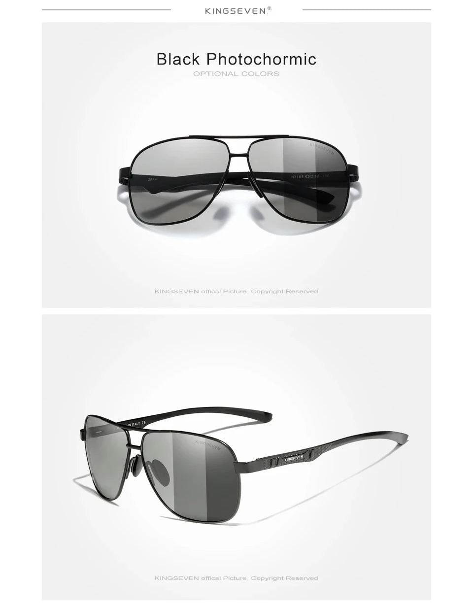 KINGSEVEN Polarisierte Aluminium Sonnenbrille Männer UV400 HD Objektiv Pilot Augenschutz Photochrome Gläser Frauen Nachtsicht Brillen
