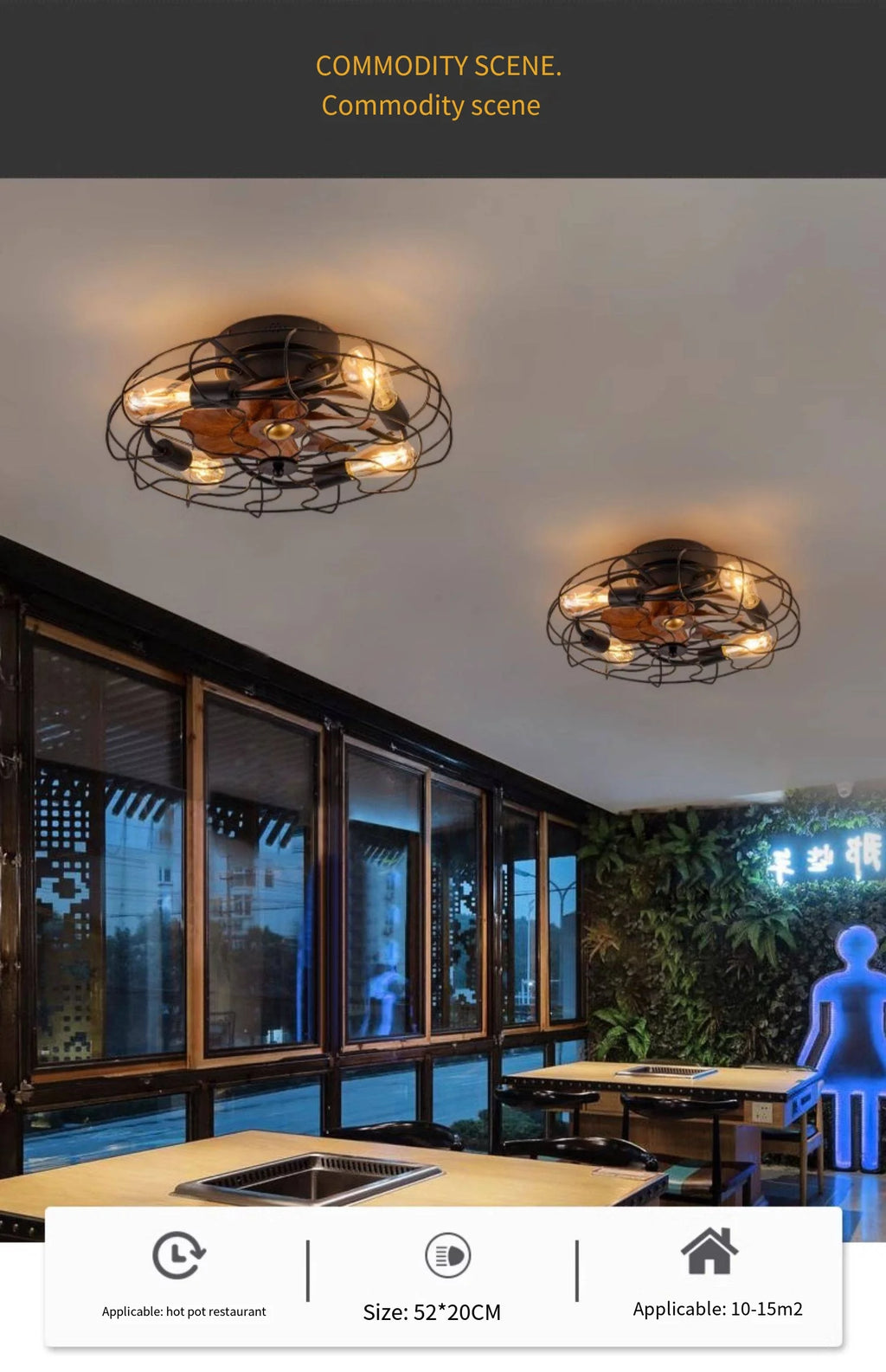 Retro Decke Schlafzimmer Ventilator Licht Unsichtbare amerikanische industrielle Wind Fernbedienung Esszimmer Deckenleuchte Schmiedeeisen Decke