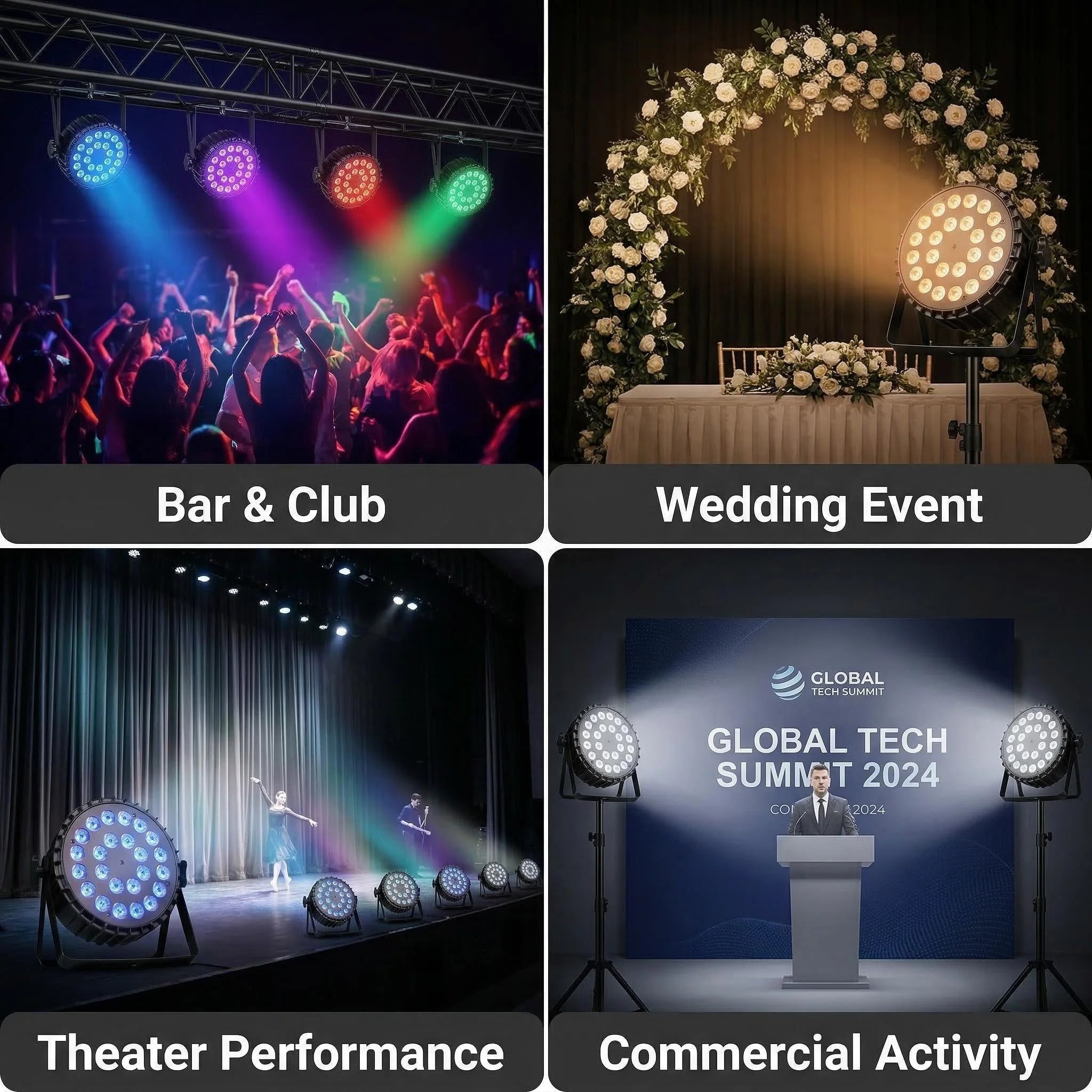 LED Par licht 24x18W RGBWA UV 6in1 led Bühne licht beruf Bühne beleuchtung Aluminium gehäuse dj waschen licht