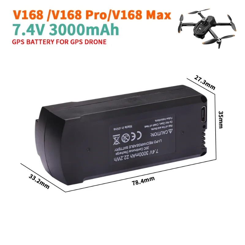 7,4 V 3000 mAh Original V168 GPS Drone Batterie RC Quadcopter 3,7 V 2000 mAh V168 Pro Max Ersatz Batterie eders Teile Zubehör
