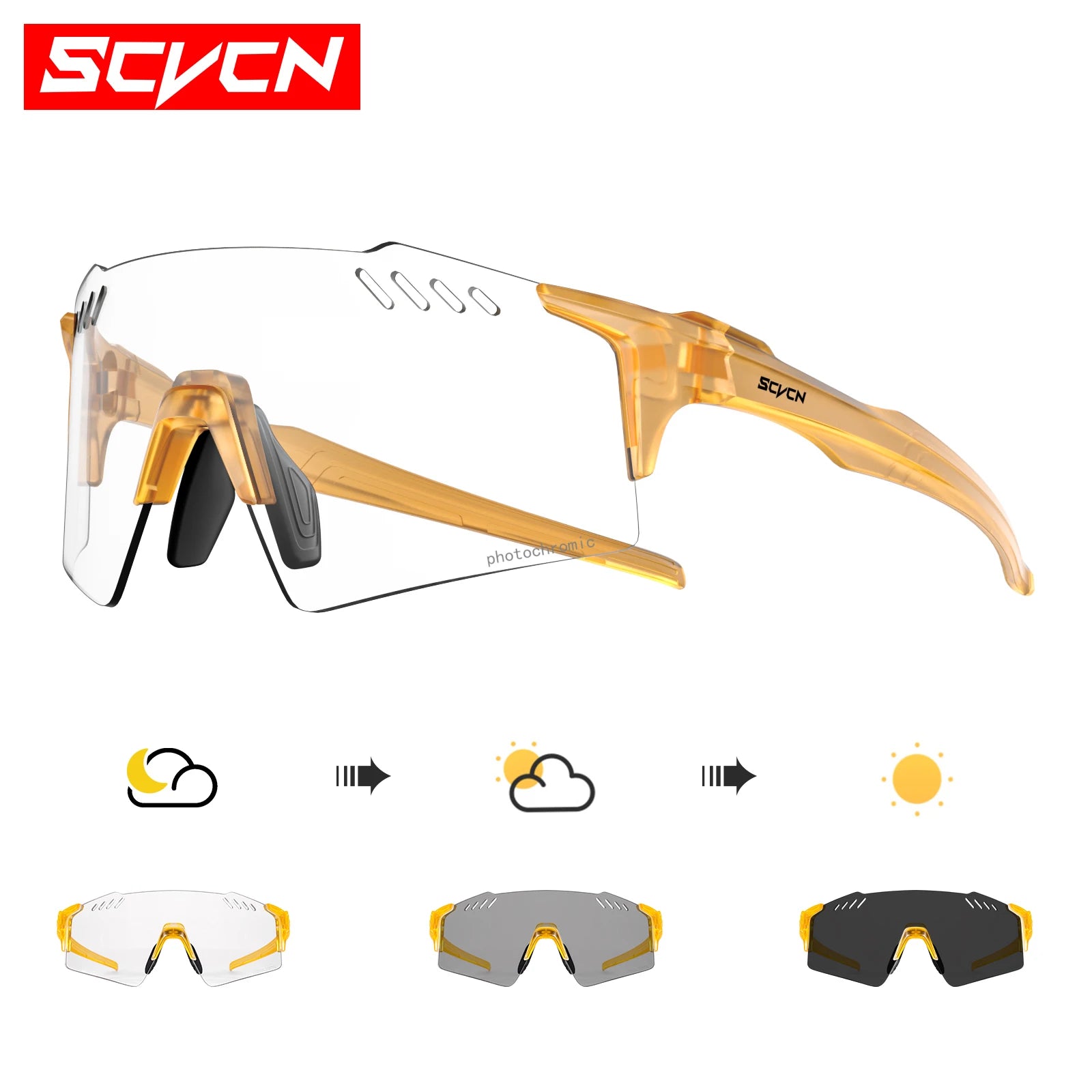SCVCN Photochrome fahrrad Radfahren brille UV400 Fahrrad reiten Brillen Sport MTB Outdoor Sport Golf Camping Fahren Okulare